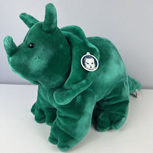 Vintage Gerber Precious Plush Triceratops Green Dinosaur Stuffed Animal - Picture 1 of 8